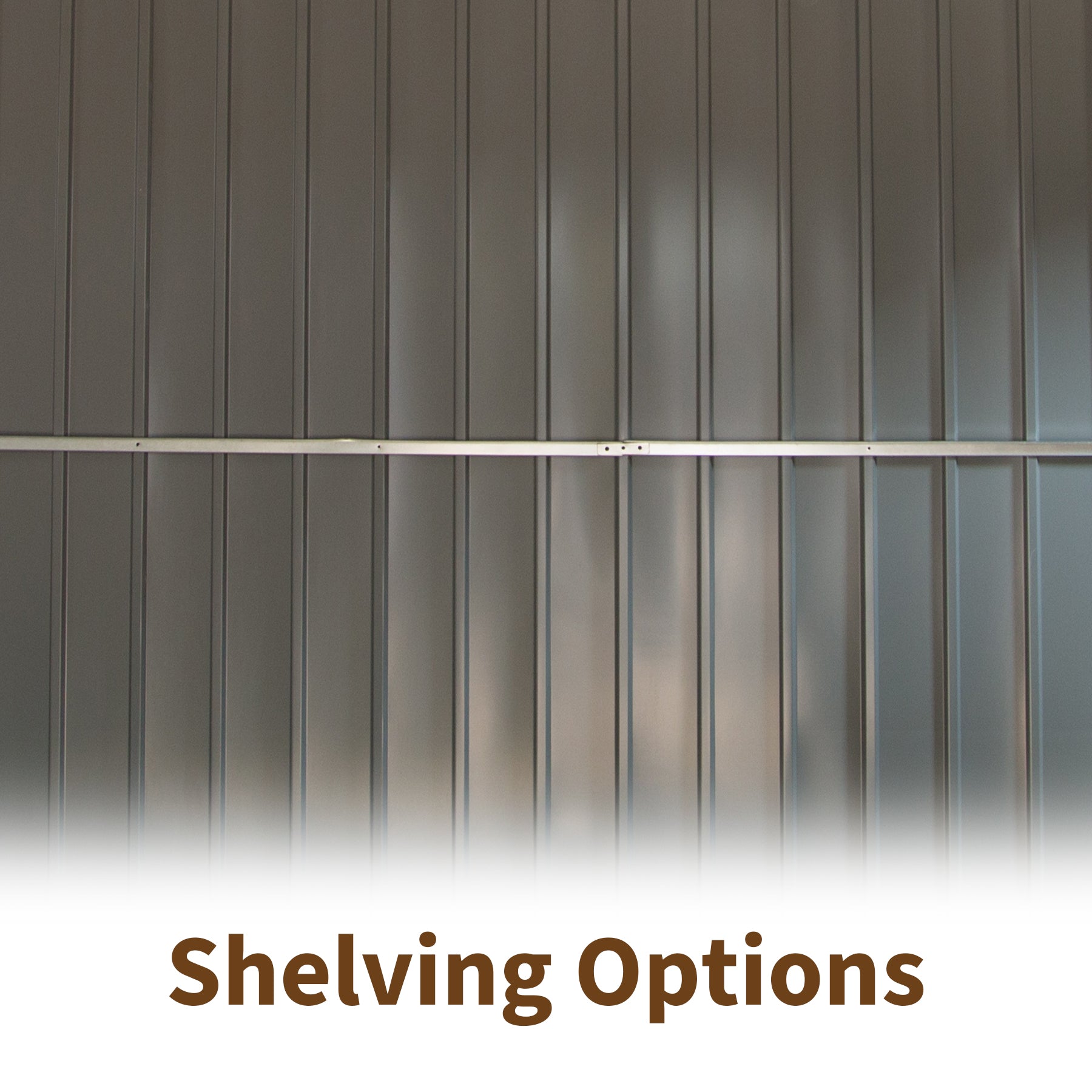 Gray corrugated metal wall with a silver support bar