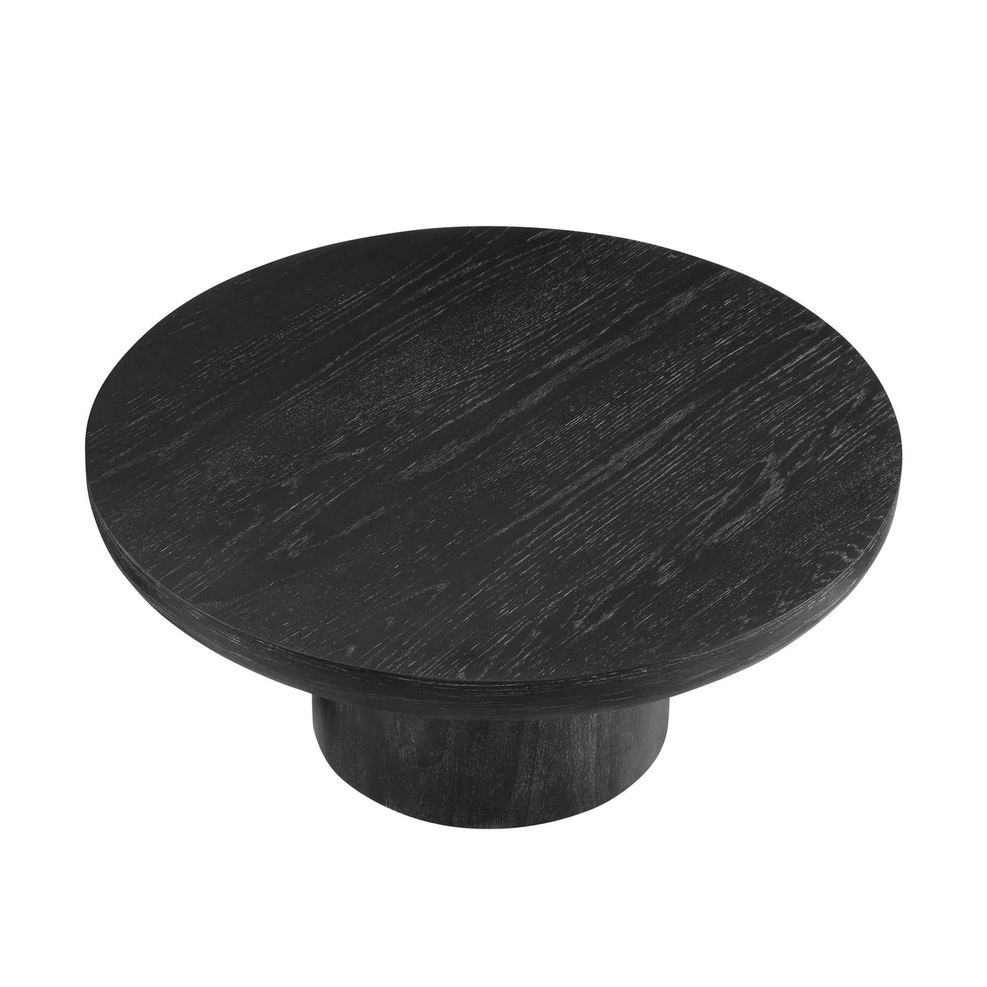 Round black wood cake stand with textured surface perfect for elegant dessert displays
