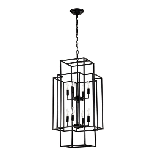 Modern black metal geometric pendant light with  bulbs ideal for dining rooms