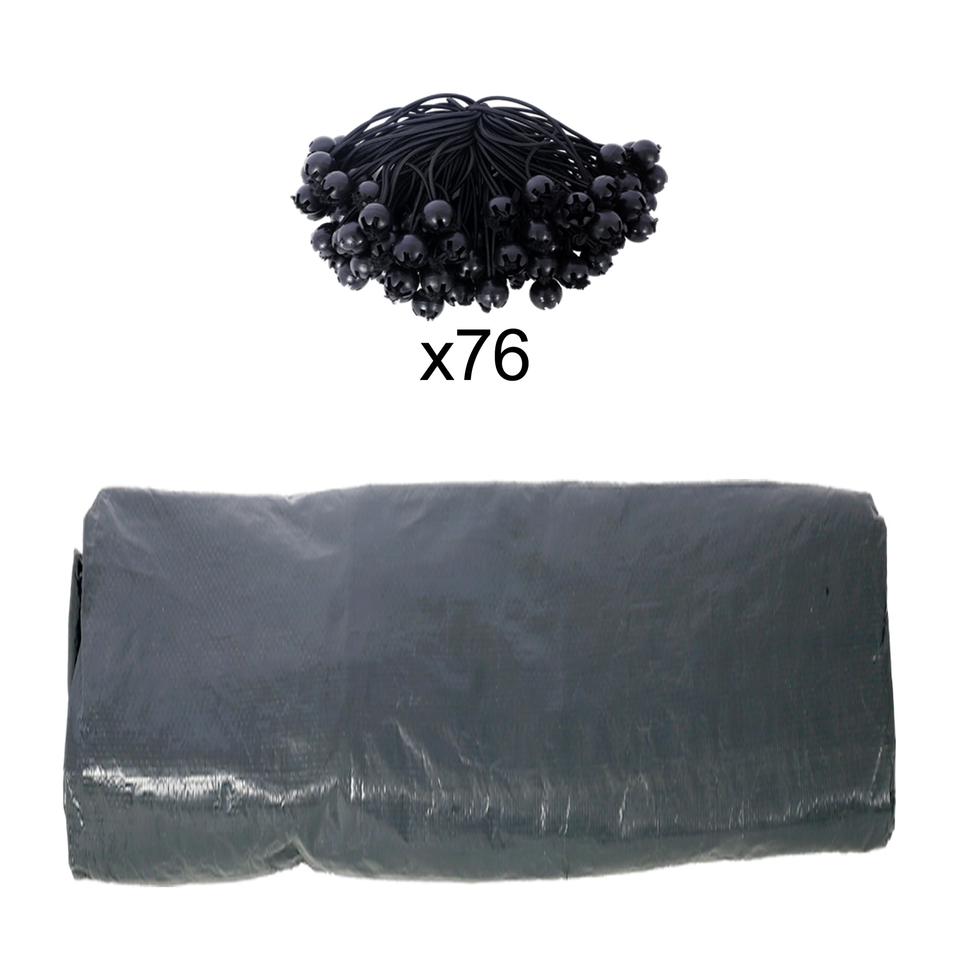 Bundle of  black bungee cords with ball ends for securing items