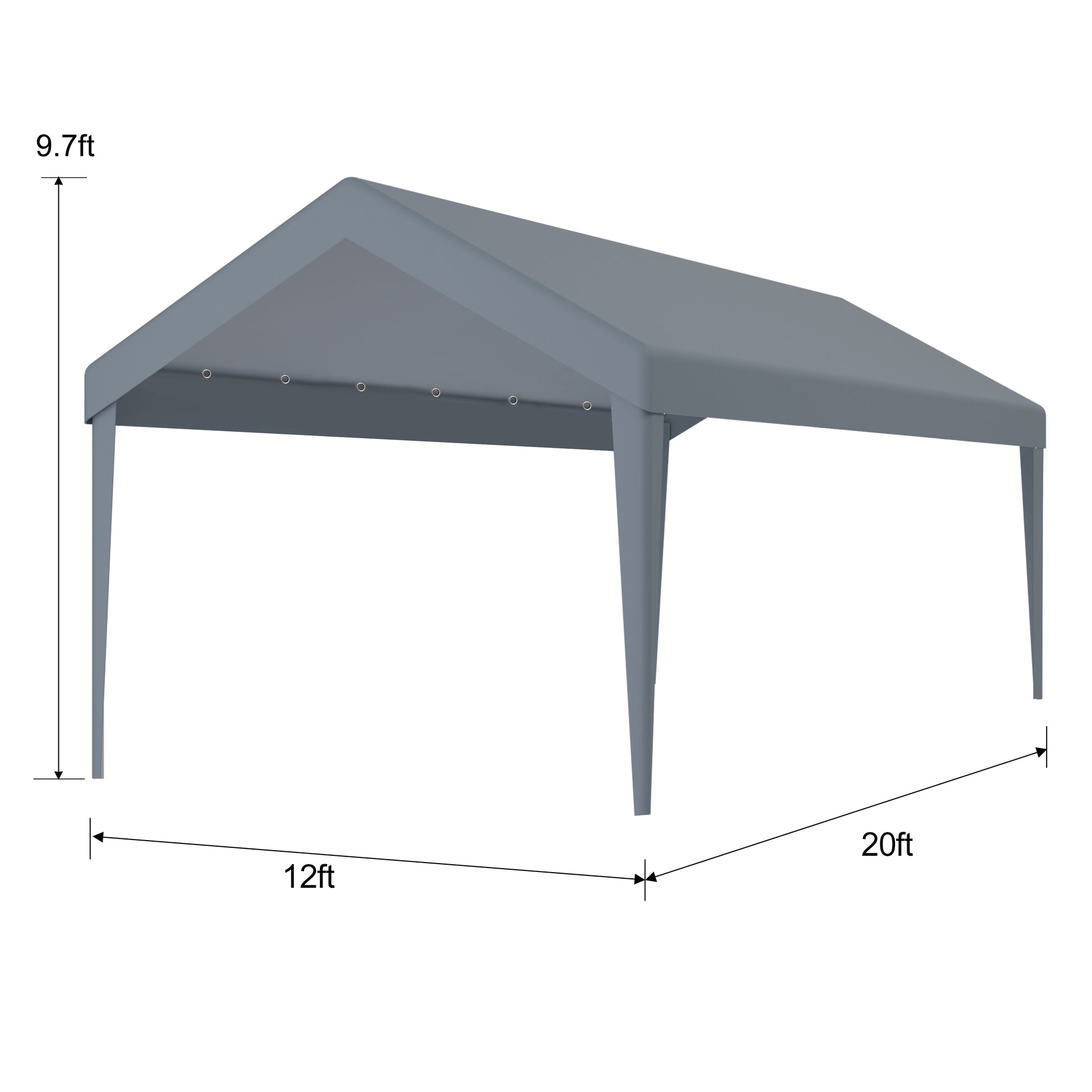 Gray steel frame canopy tent ft x ft x ft for outdoor events