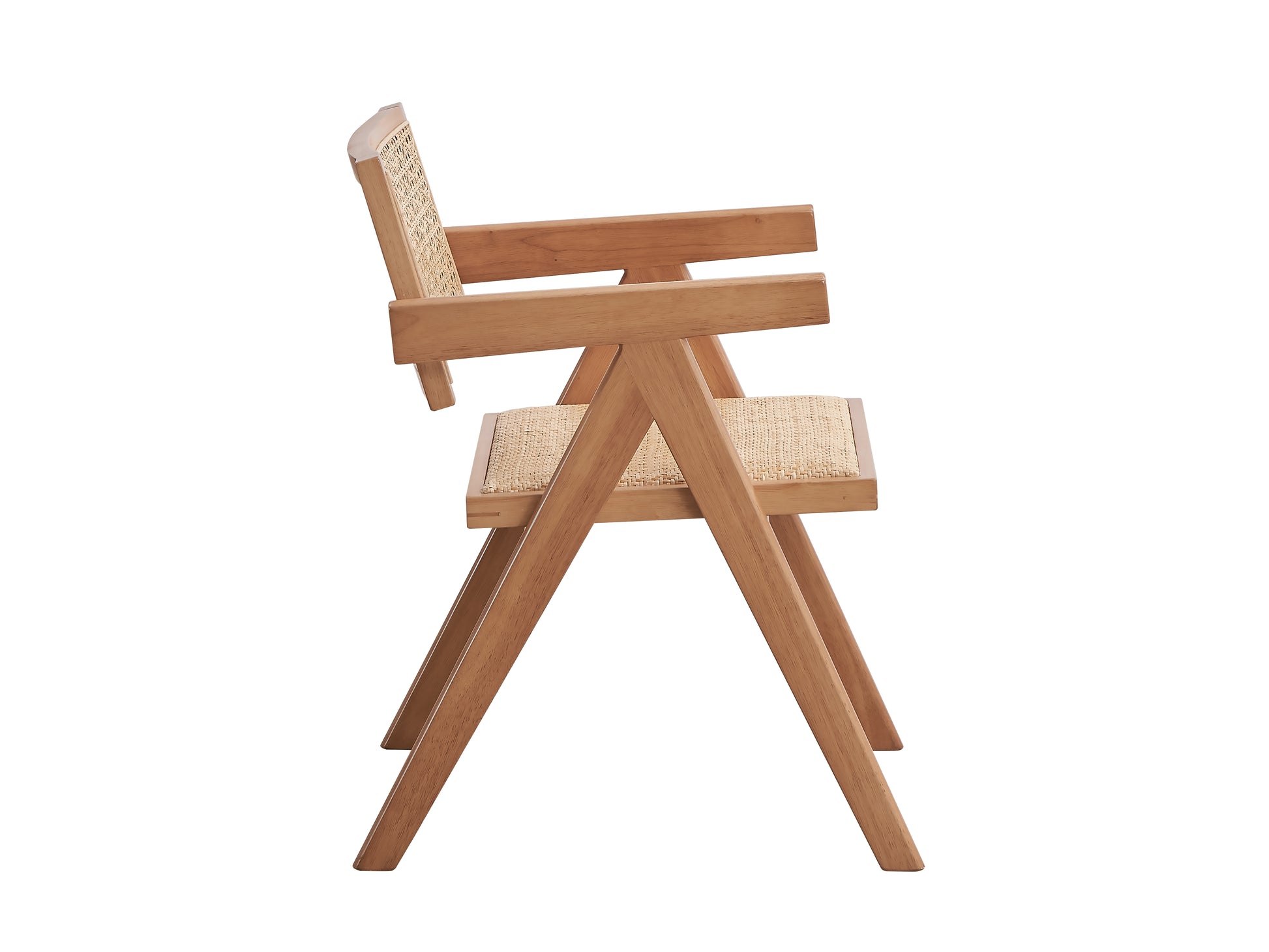 Wooden accent chair with natural woven seat and backrest