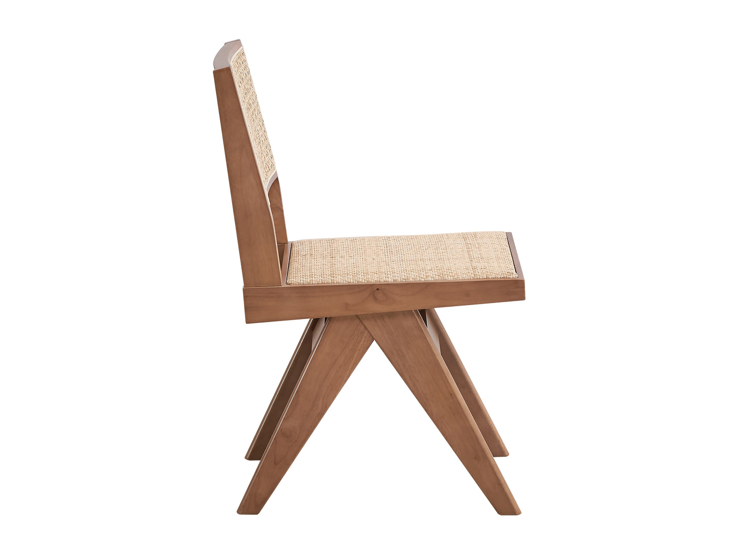 Modern wood dining chair with woven seat