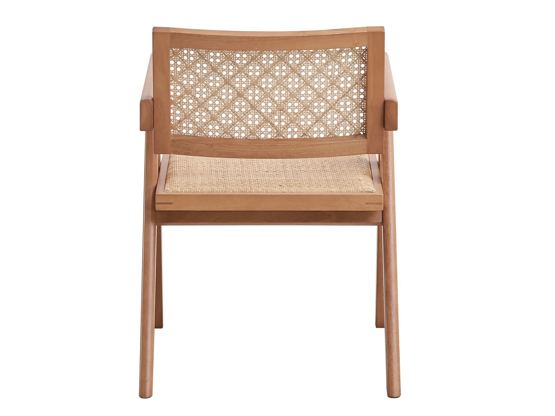 Natural wood cane chair with woven seat and back