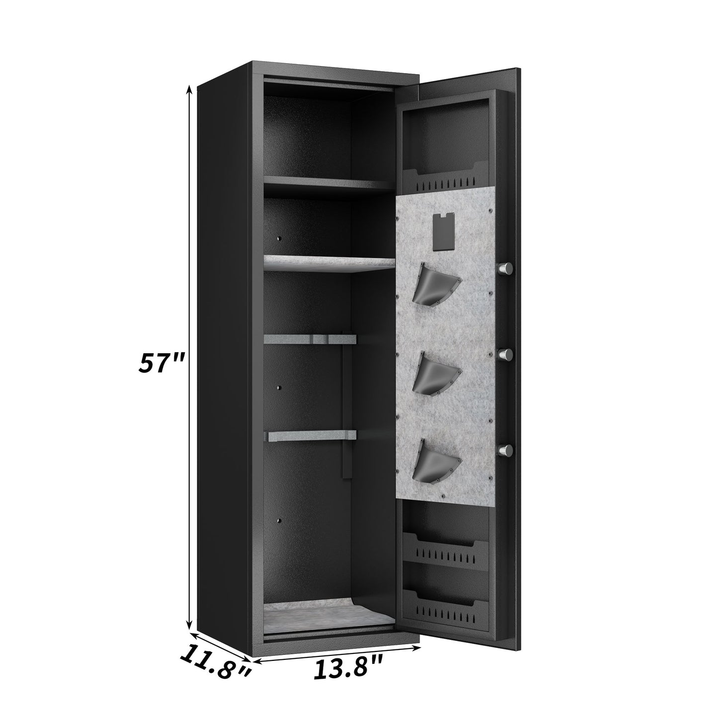 Black inch tall gun safe with adjustable shelves and door organizers