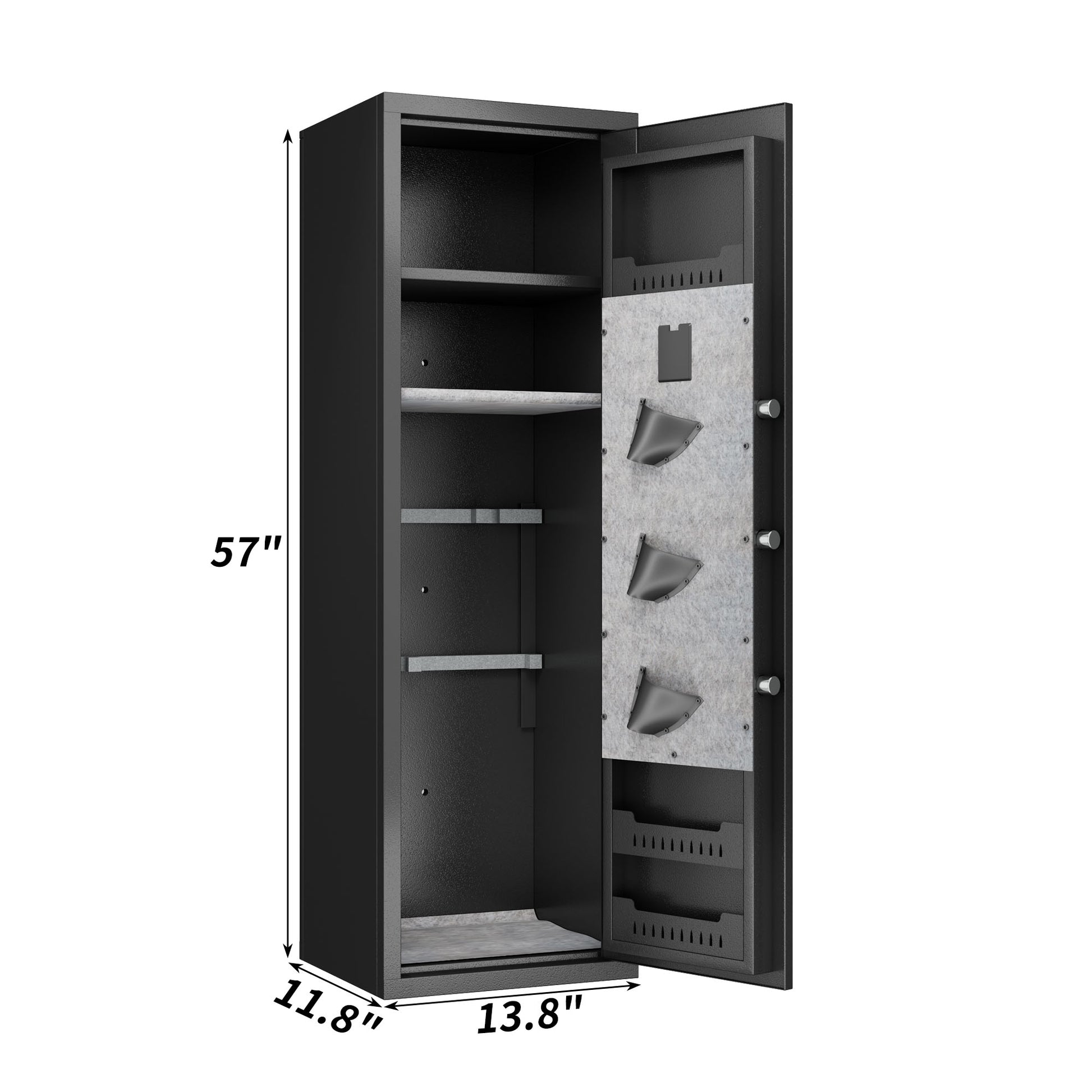Black inch tall gun safe with adjustable shelves and door organizers