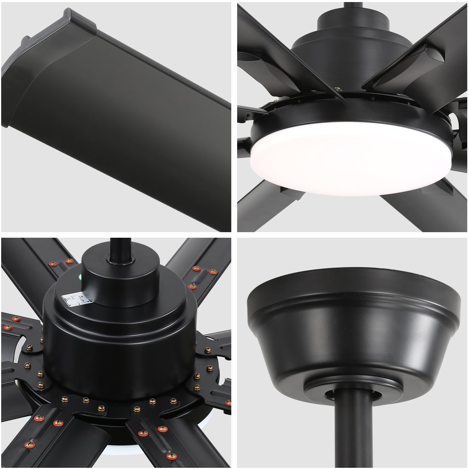 Black metal ceiling fan blade with sleek modern design for home