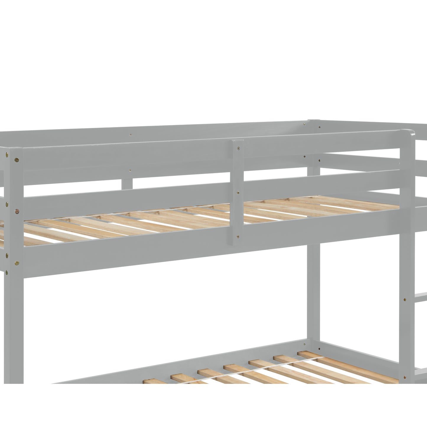 TREATLIFE HOME Twin Over Twin Floor Bunk Bed, Low Height Design, Spacious and Safe, Grey