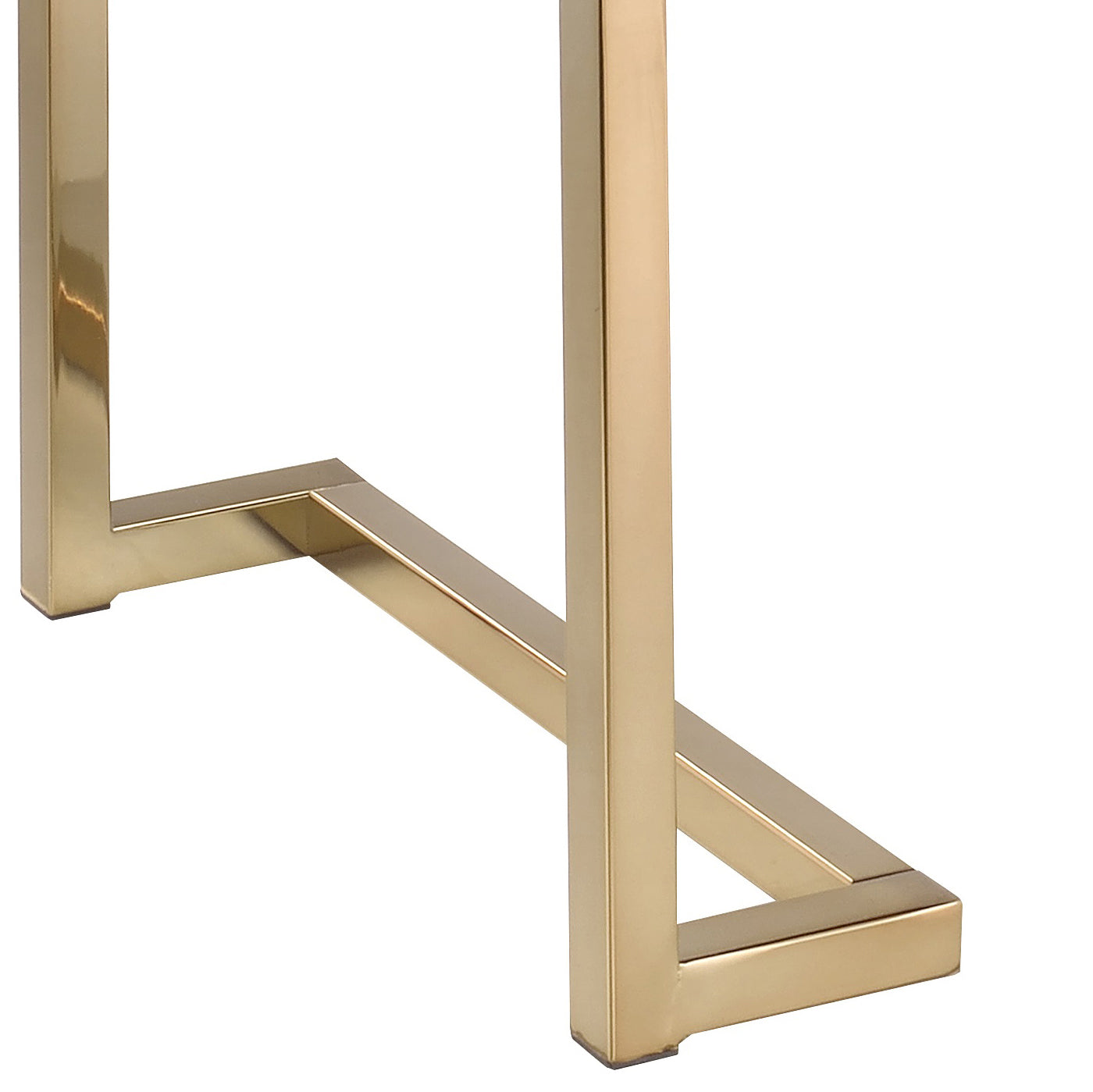 Polished brass metal table leg with a modern geometric design