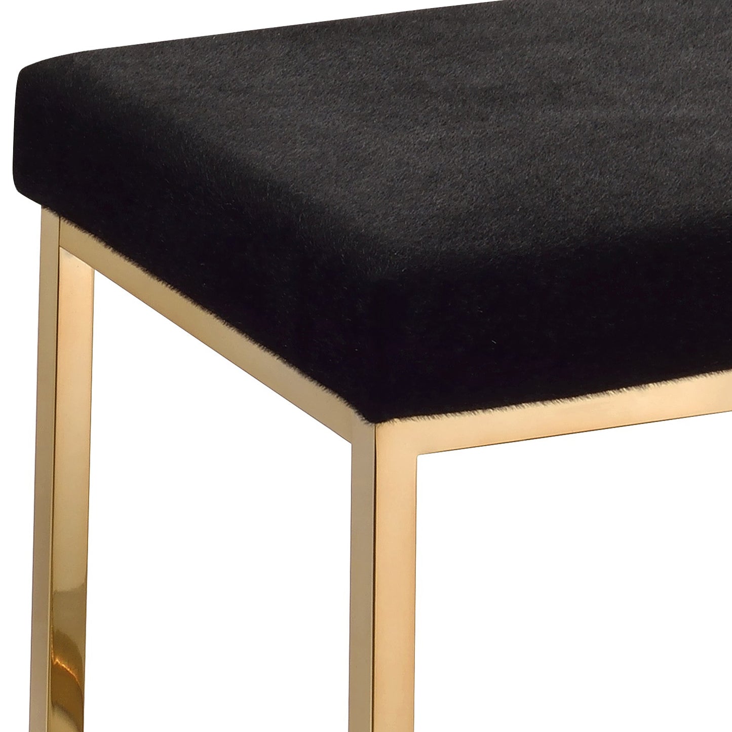 Black velvet bench with polished gold frame