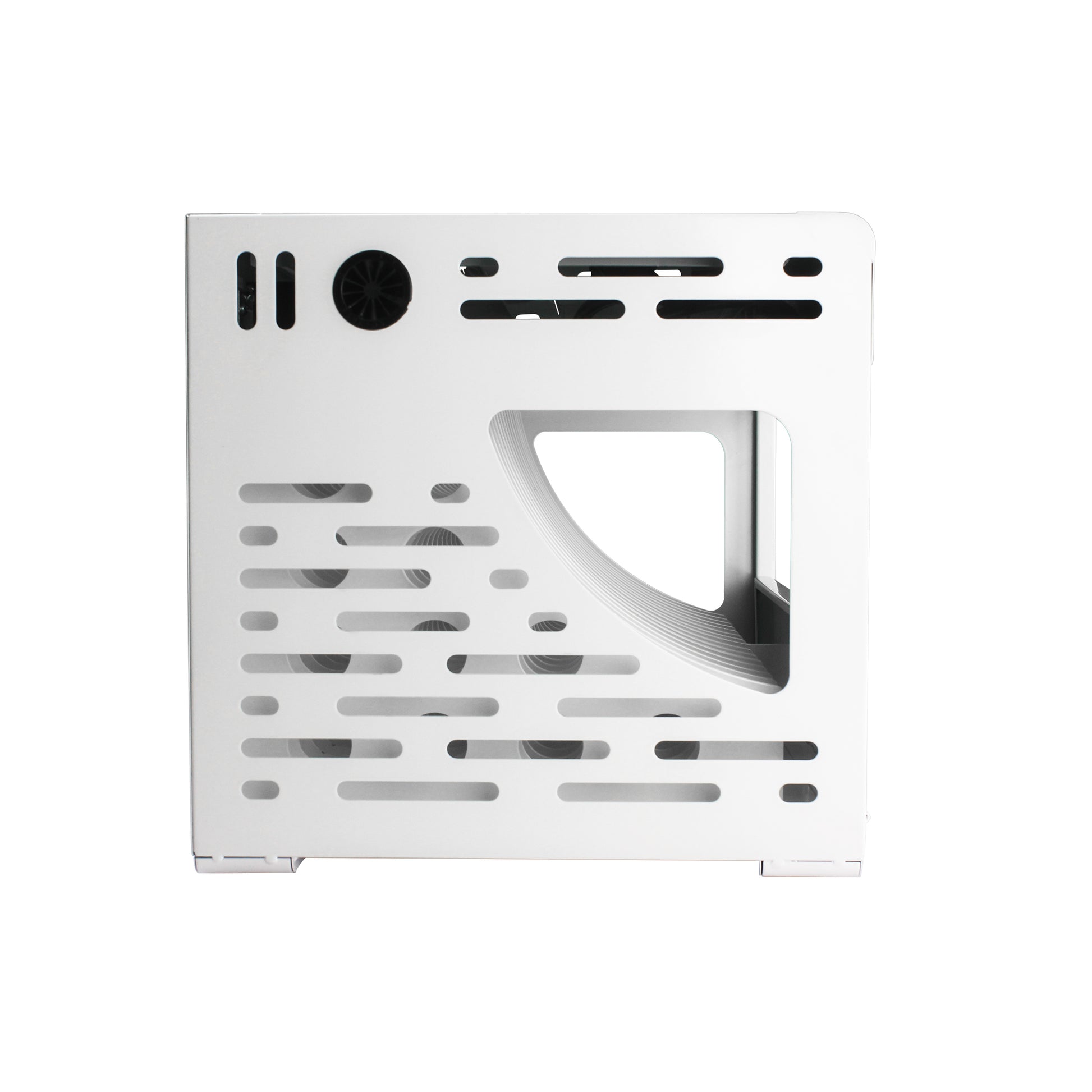White metal computer case with unique slotted ventilation design