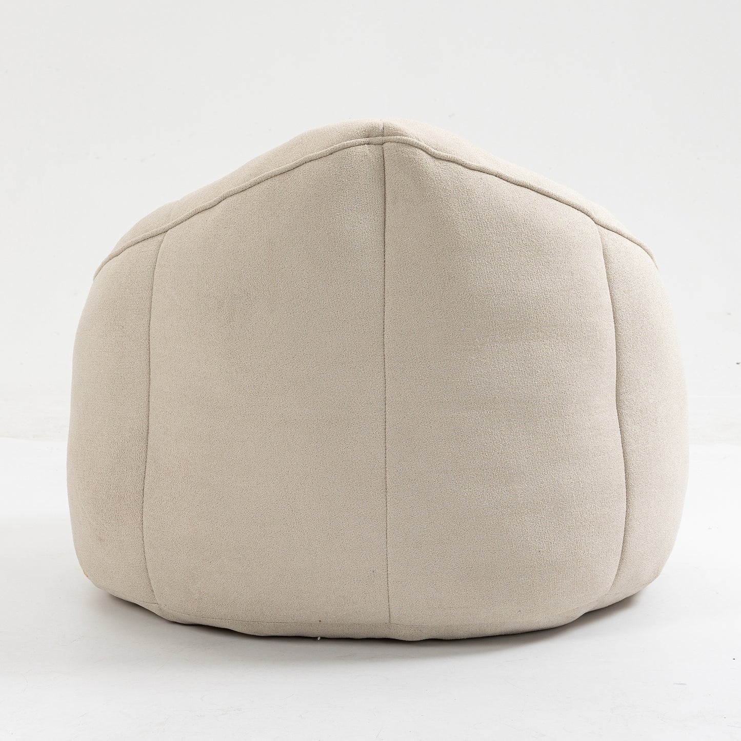 Textured beige bean bag chair with stitched paneling perfect for modern living spaces
