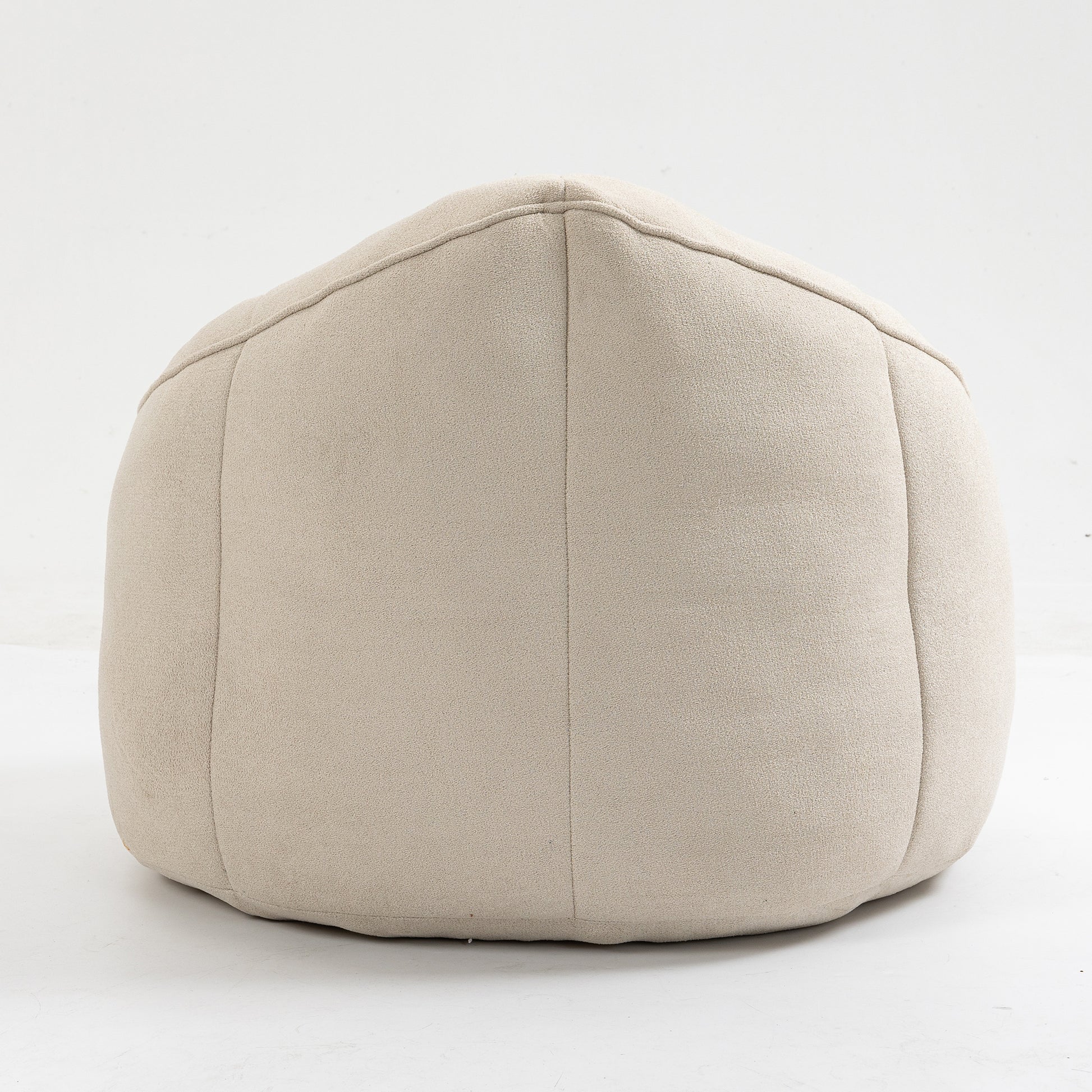 Textured beige bean bag chair with stitched paneling perfect for modern living spaces