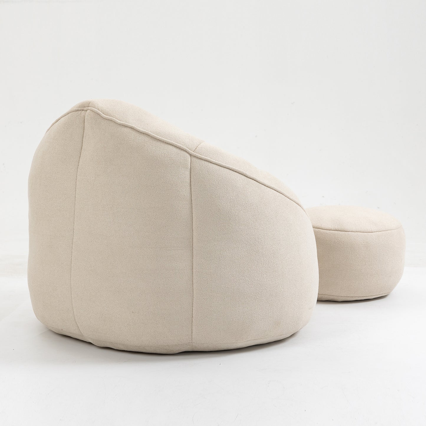 Cream boucle bean bag chair with matching ottoman modern lounge furniture