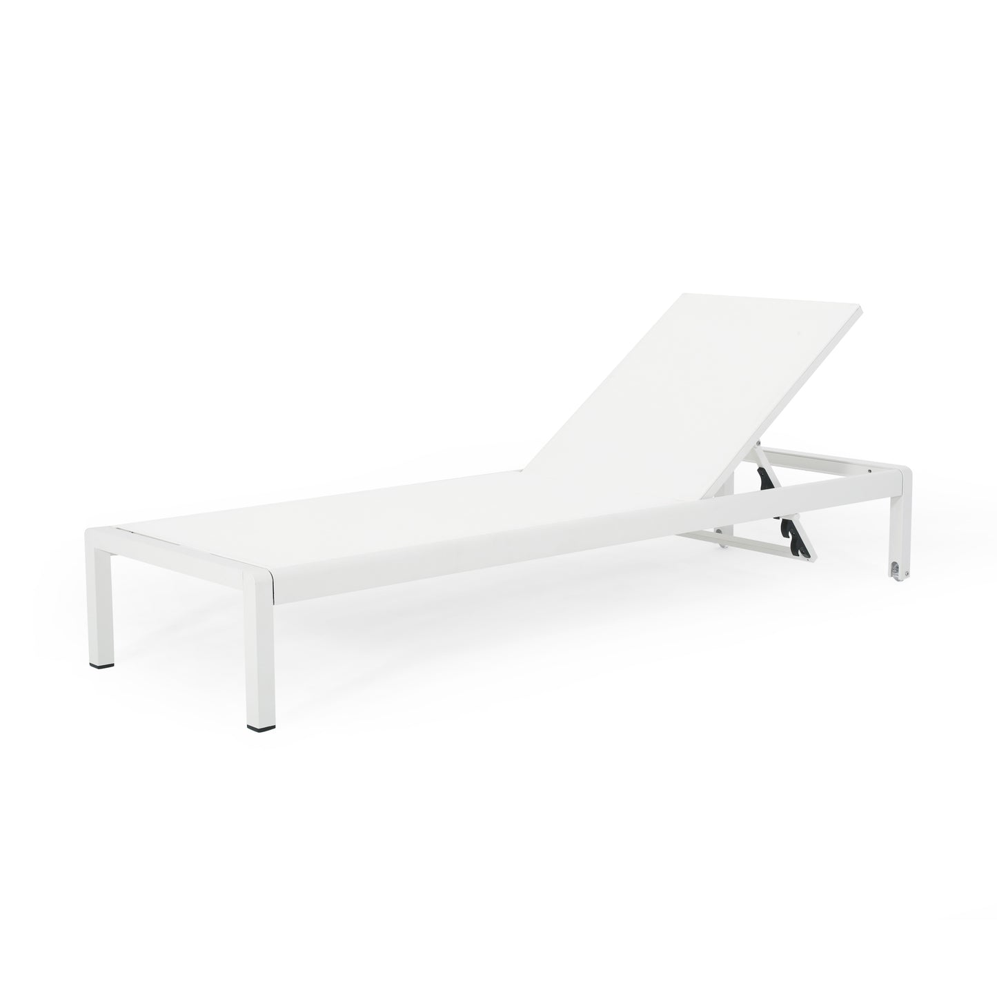 White aluminum outdoor chaise lounge with adjustable backrest for ultimate relaxation