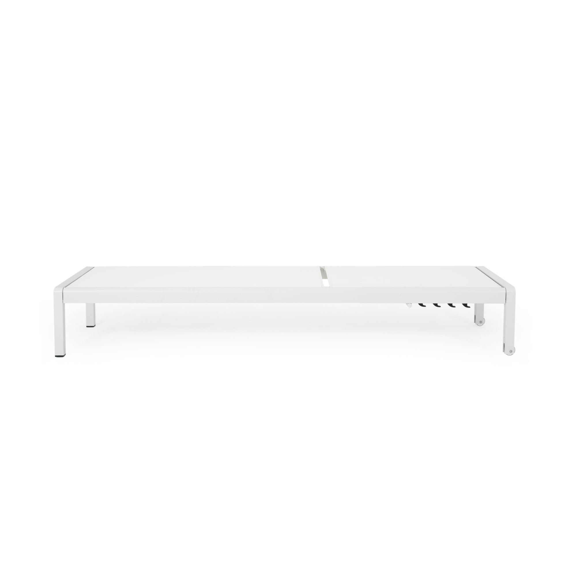 Modern white metal outdoor lounge chair with adjustable backrest