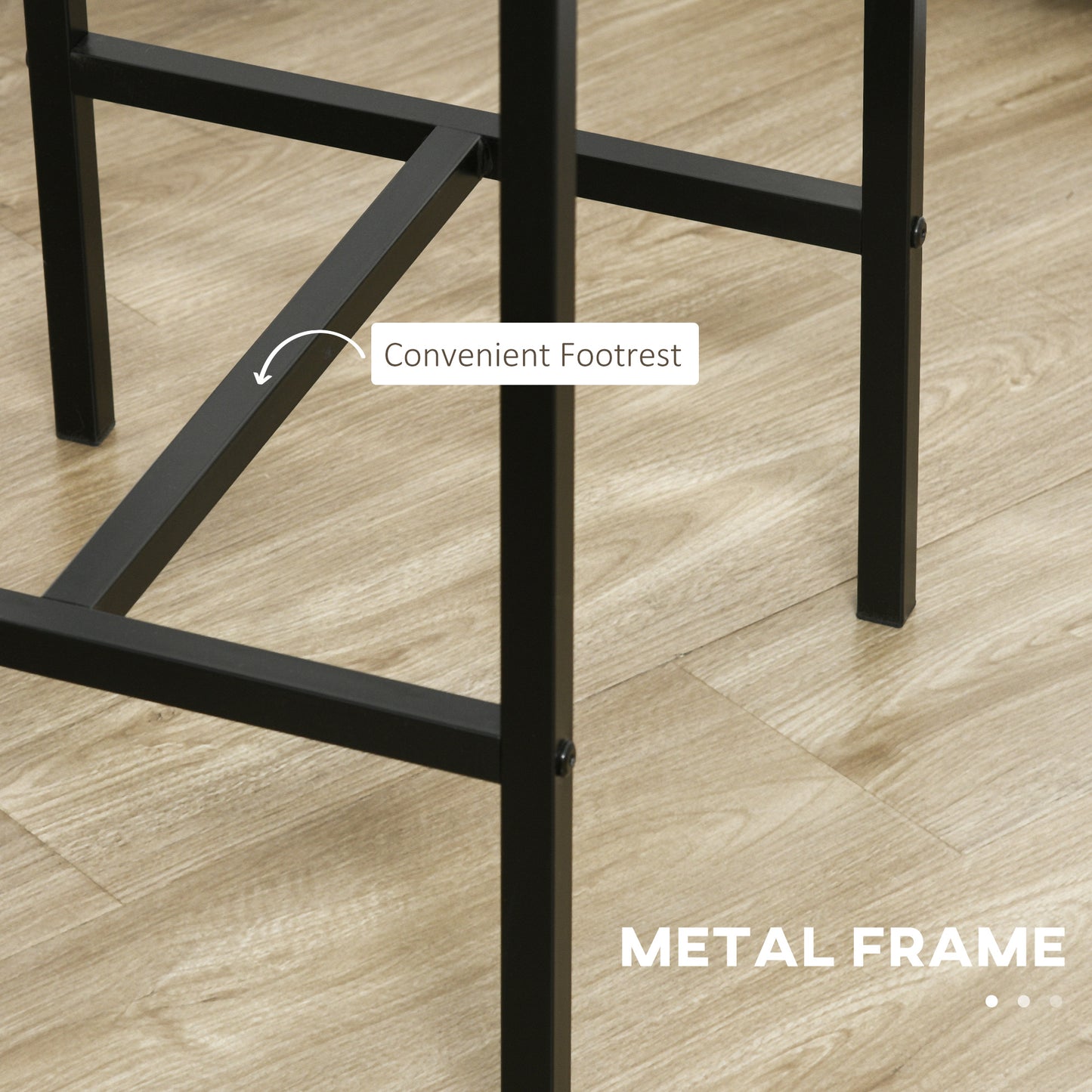 Black metal frame with convenient footrest