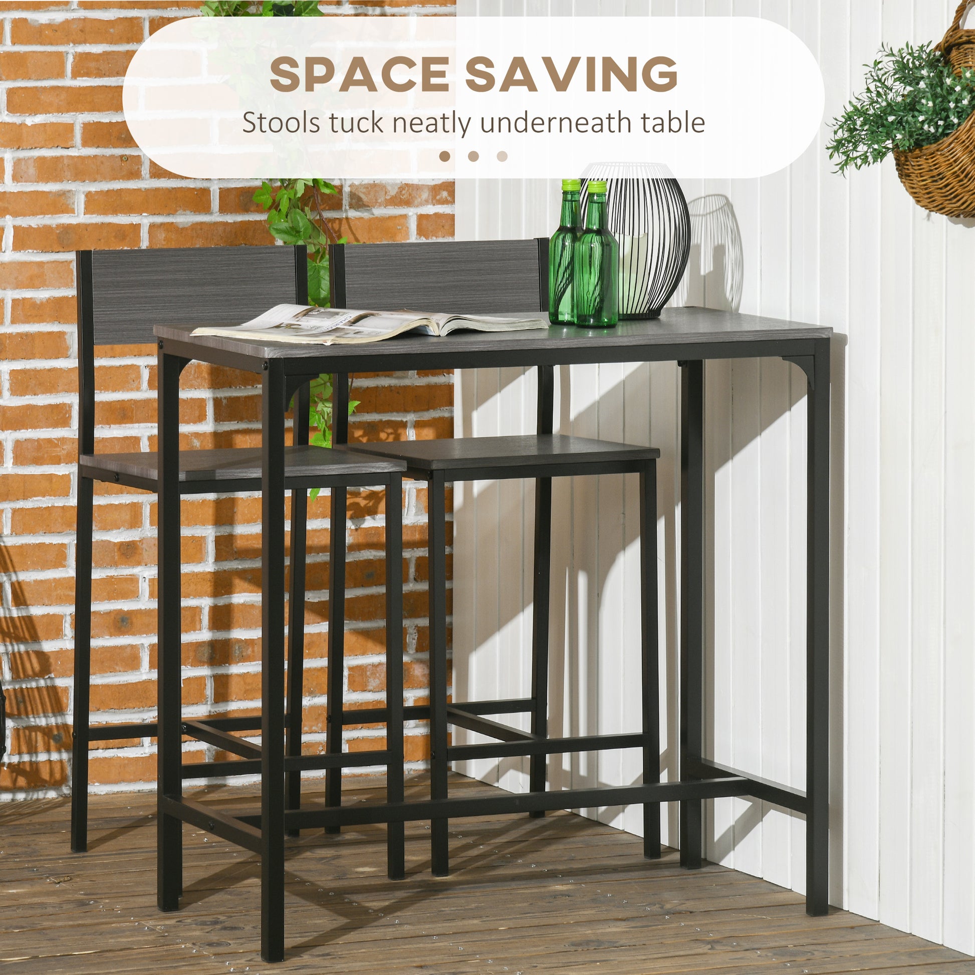 Modern gray bar stool set with minimalist design