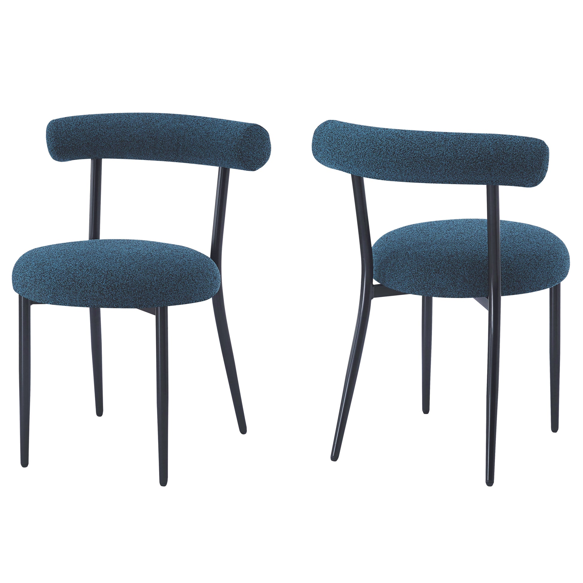 Modern blue fabric accent chair with black metal legs perfect for living rooms