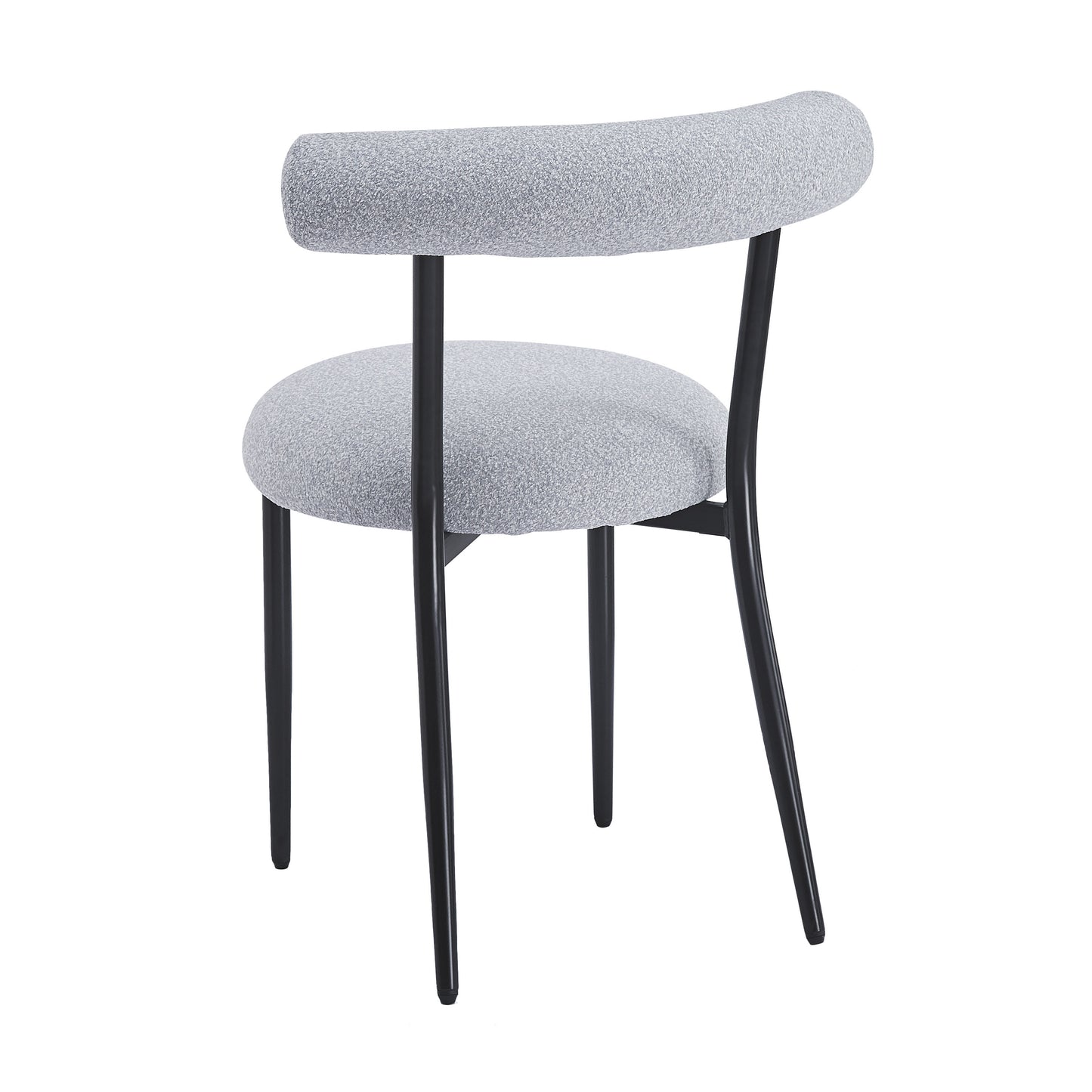 Modern grey textured dining chair with black metal legs for a stylish home accent