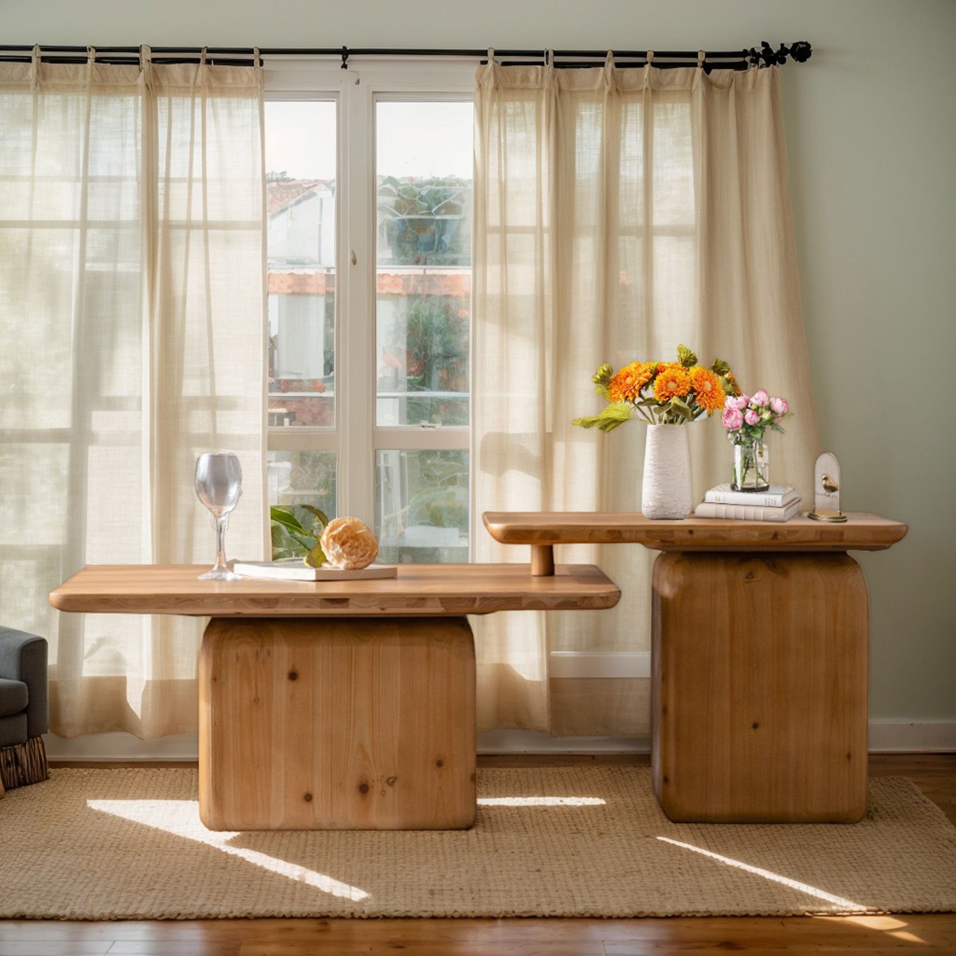 Solid wood desk with minimalist design perfect for home office