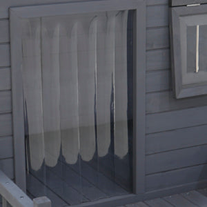 Clear vinyl dog door flap for outdoor pet enclosure protection