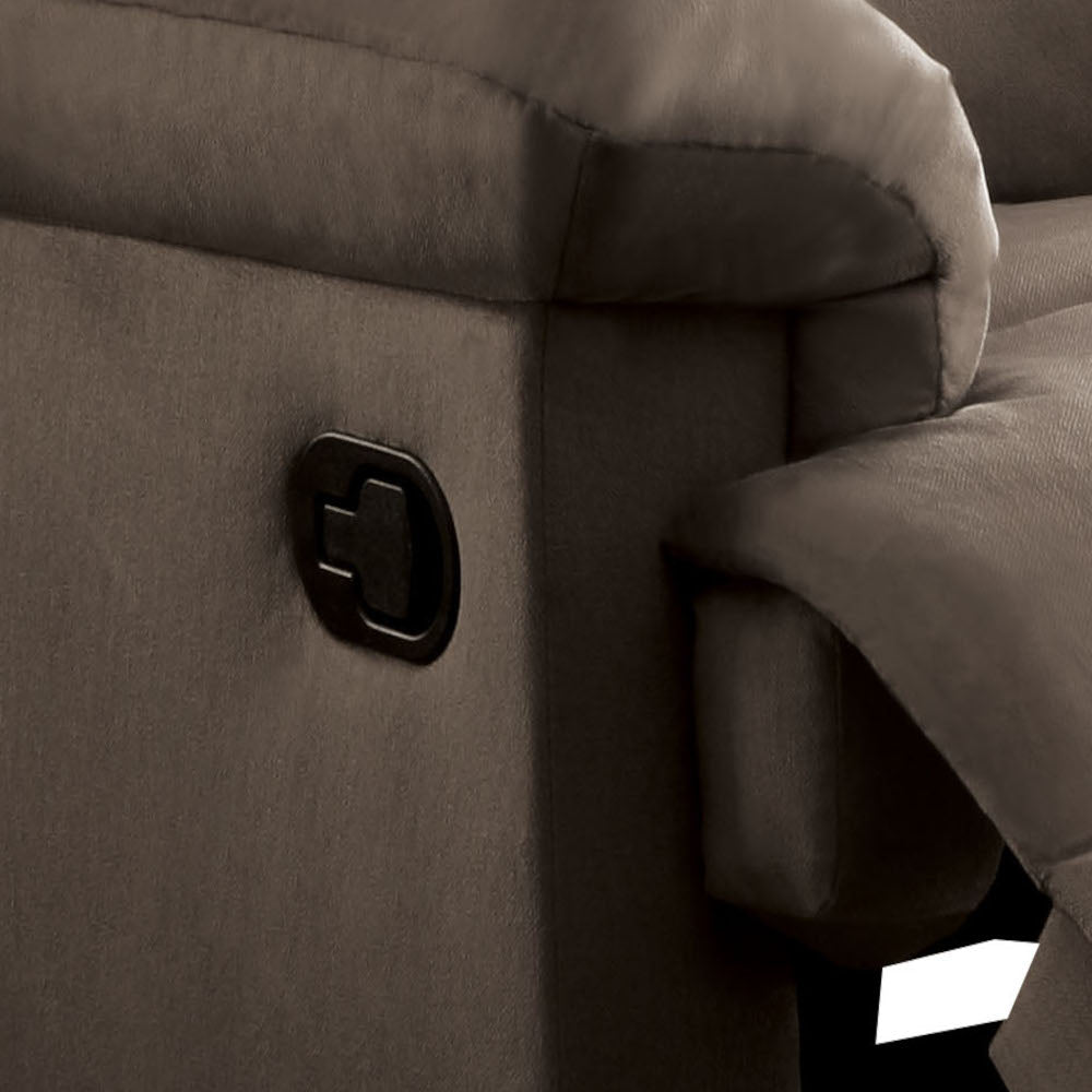 Brown reclining chair lever detail for easy operation