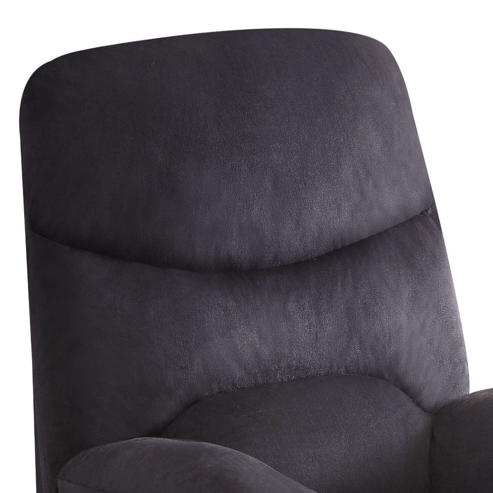 Black faux leather office chair headrest detail for comfort