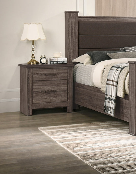TREATLIFE HOME Natural Finish Wooden Nightstand Bedside Table with 2 Drawers for Storage, Contemporary Design, Weathered Grey