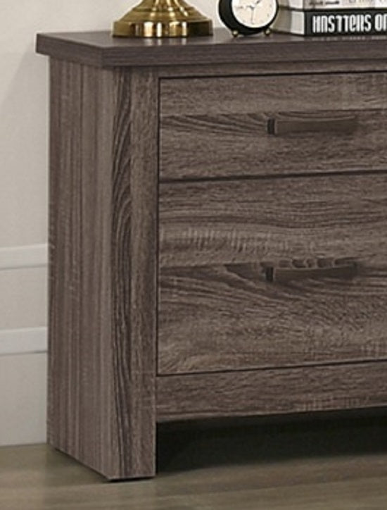 Rustic gray wood twodrawer nightstand