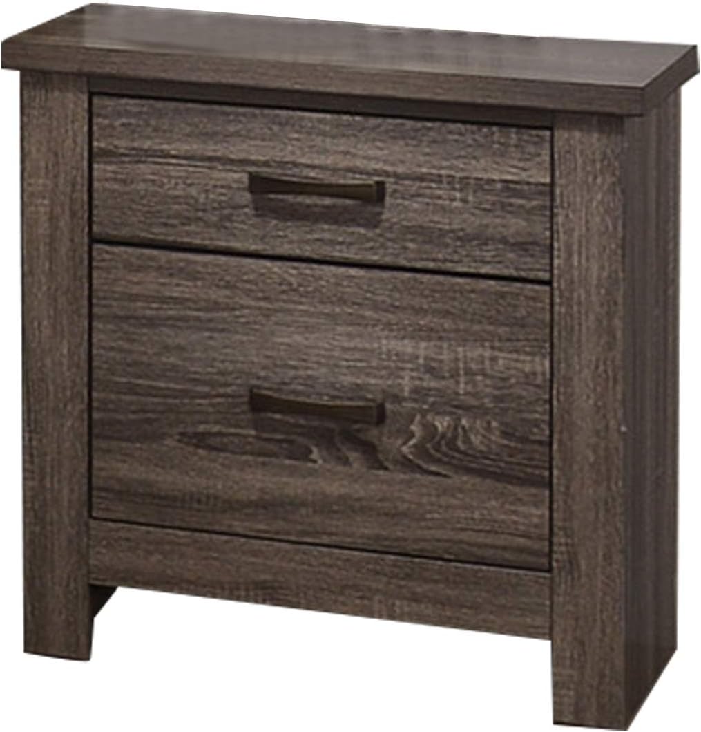 Rustic dark oak bedside table with two drawers