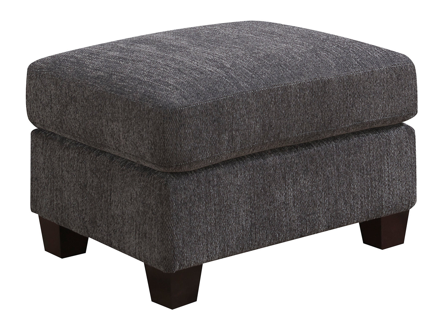 Dark grey fabric ottoman with modern square legs for stylish footrest