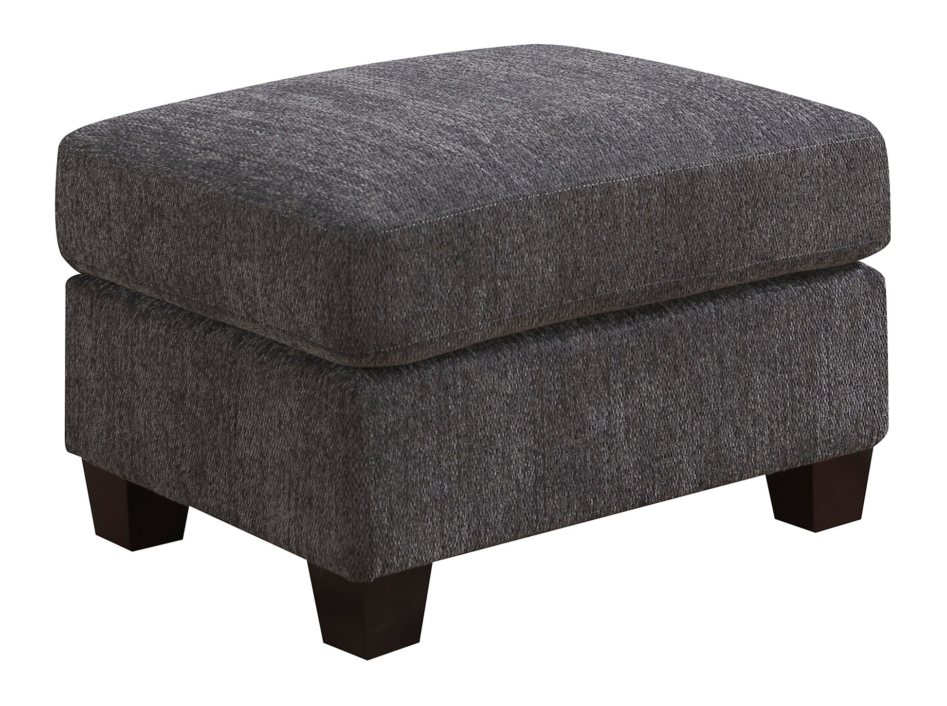 Dark grey fabric ottoman with modern square legs for stylish footrest