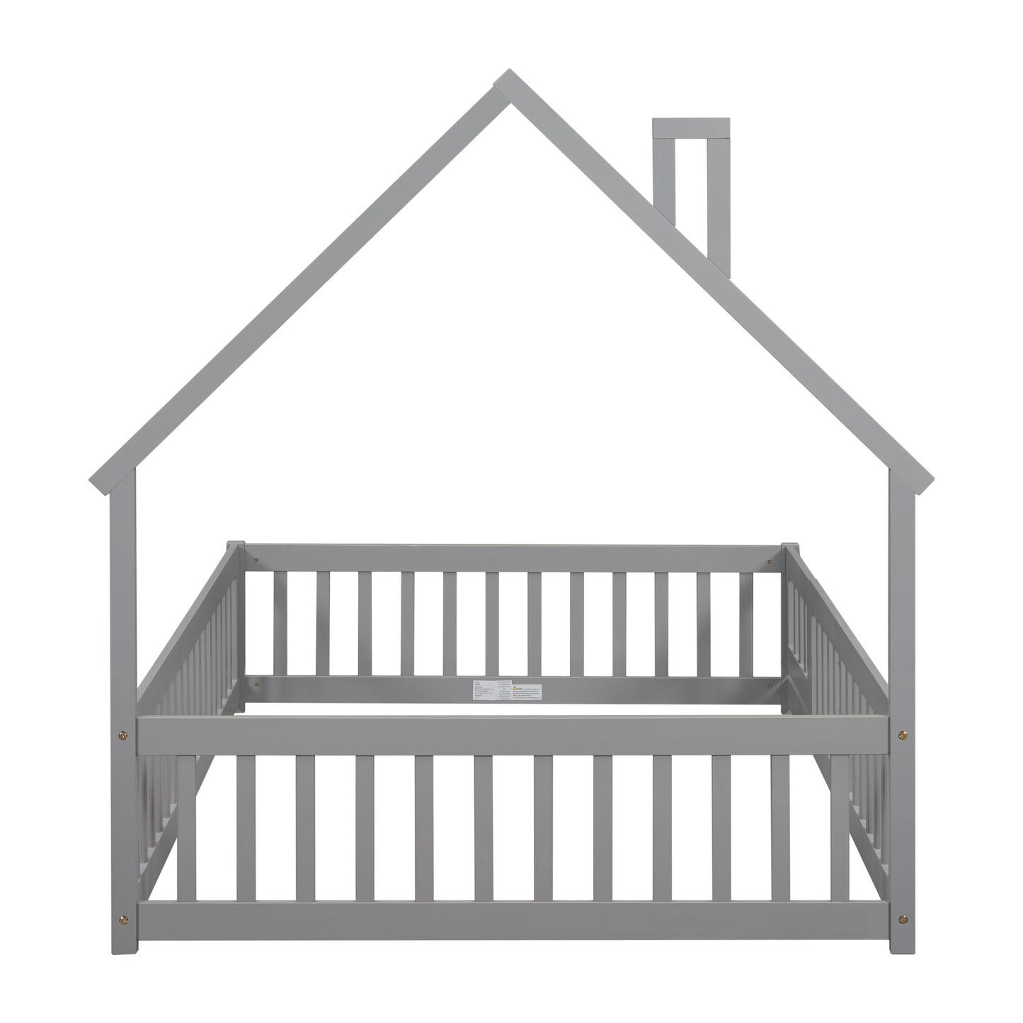 Gray wooden house bed frame with railing