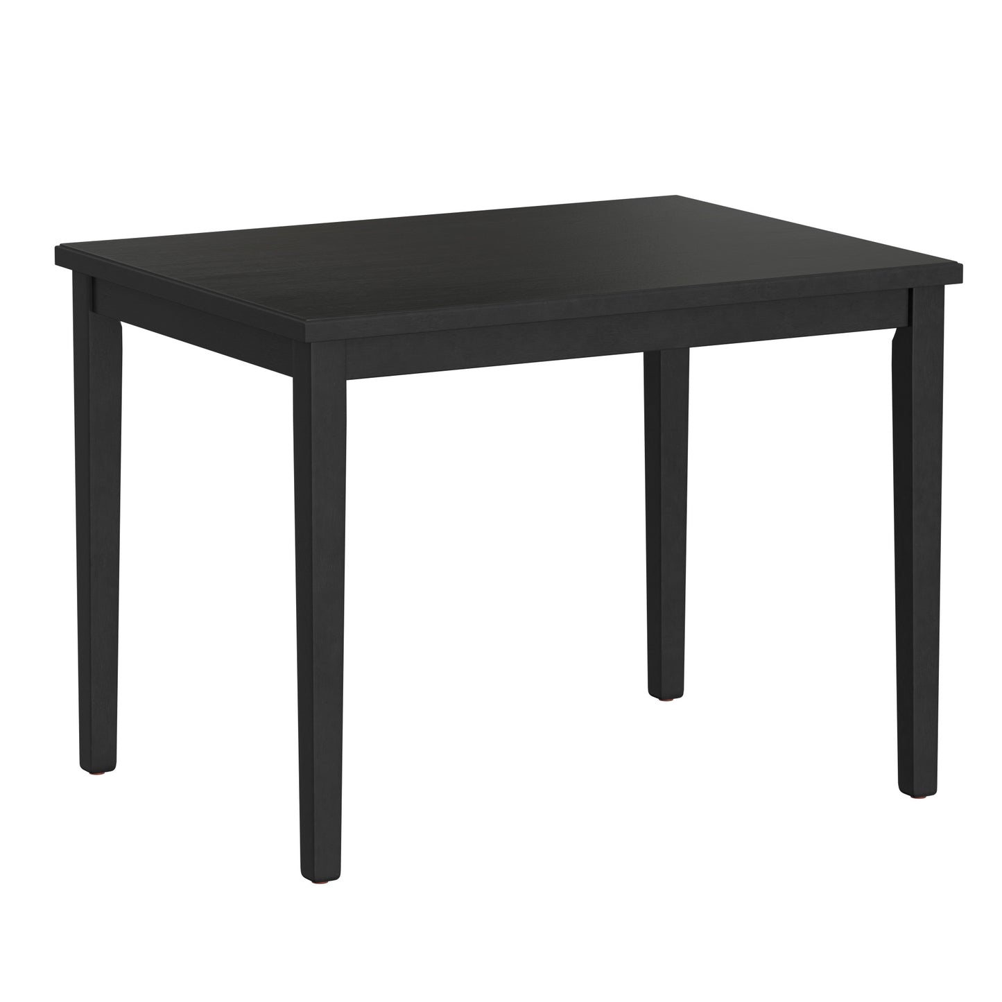 Modern black dining table with tapered legs ideal for small kitchens