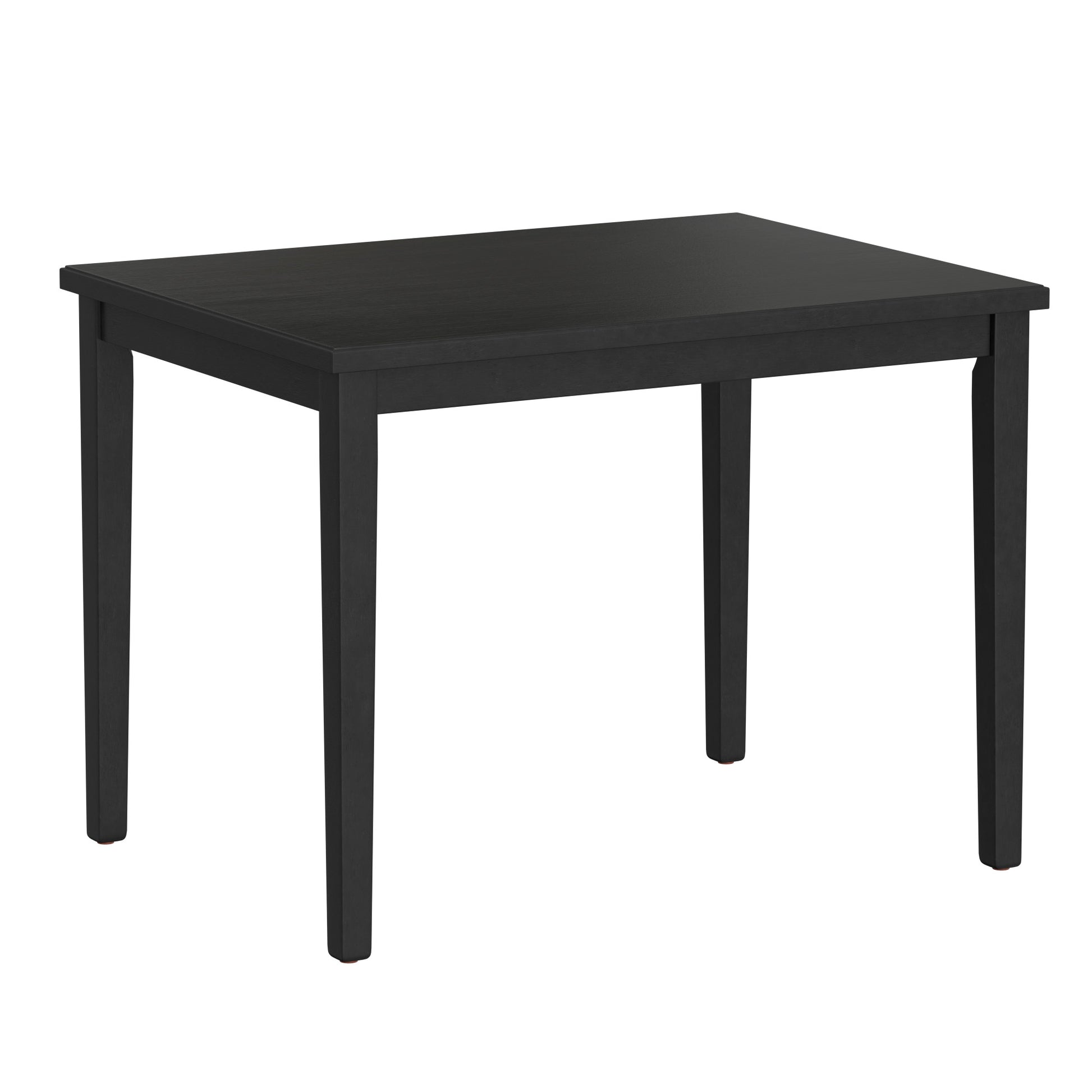 Modern black dining table with tapered legs ideal for small kitchens