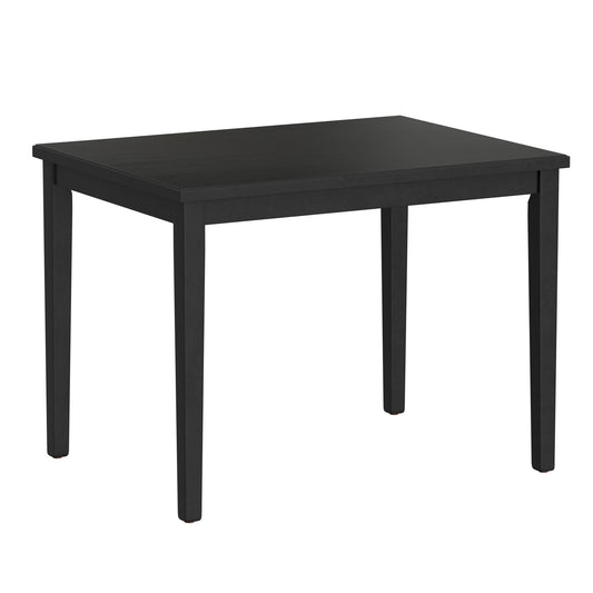 Modern black dining table with tapered legs ideal for small kitchens