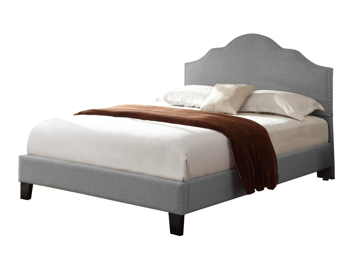 TREATLIFE HOME California King Upholstered Bed with Transitional Style in Light Gray Color, Engineered for Easy Care