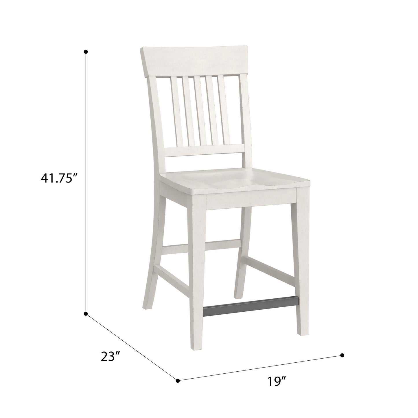 White wooden bar stool with a slatted back and footrest