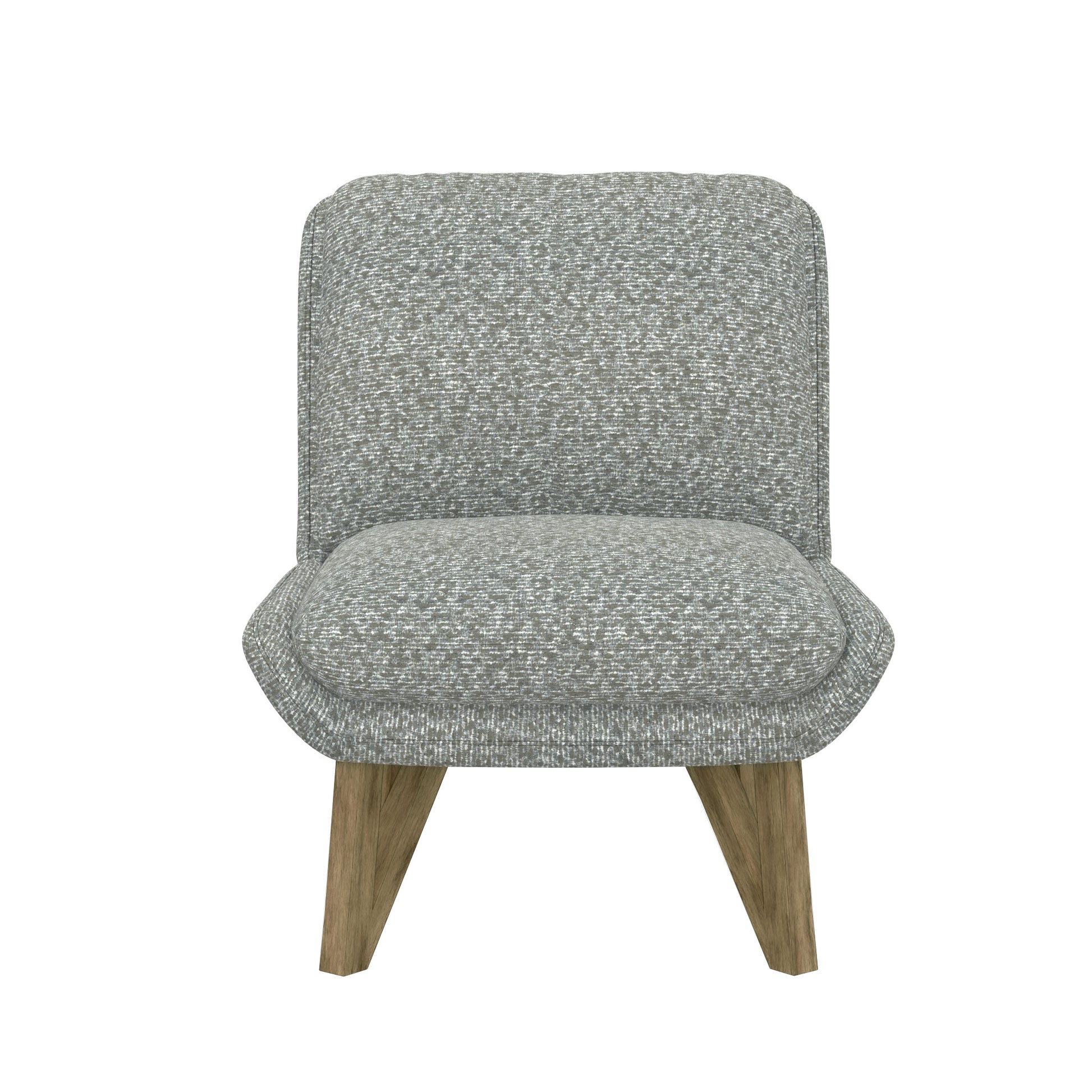 Grey textured accent chair with wooden legs
