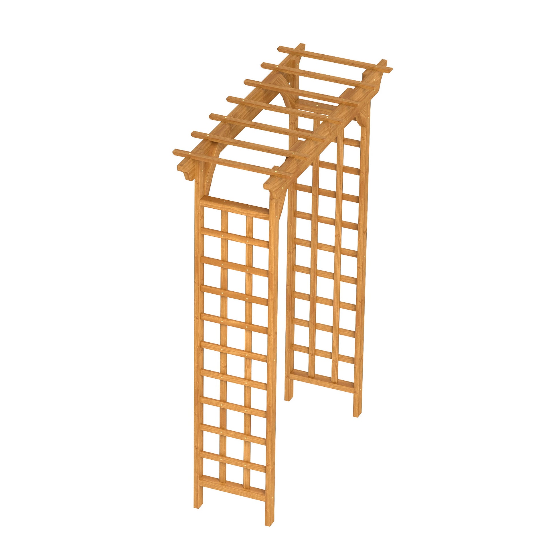 Wooden garden arch with lattice sides and open top ideal for climbing plants