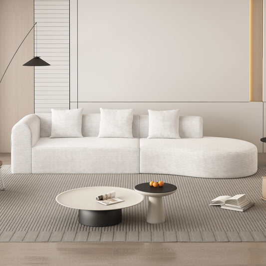 White corduroy modular sofa with plush cushions perfect for modern living room seating