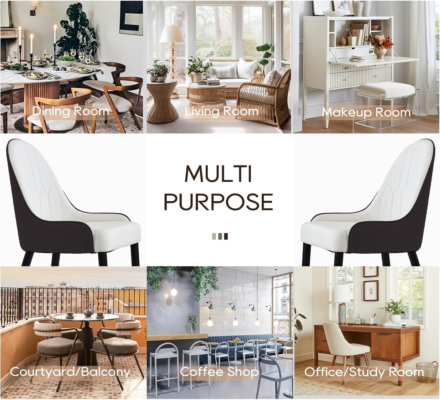 Elegant white and black upholstered dining chair set for a stylish dining room