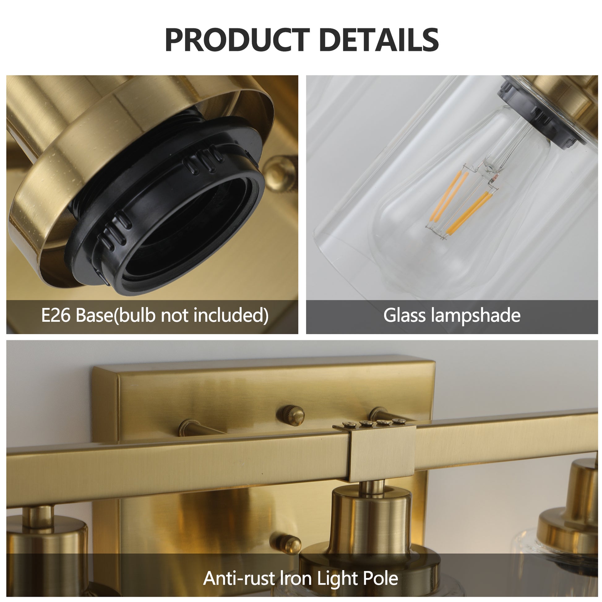 Closeup of brass E lamp base with black screwin socket for light bulb