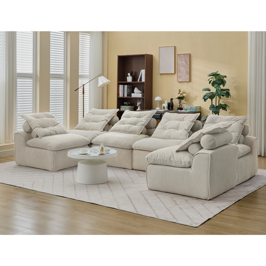 Plush cream sectional sofa with deep seats and tufted cushions perfect for modern living rooms
