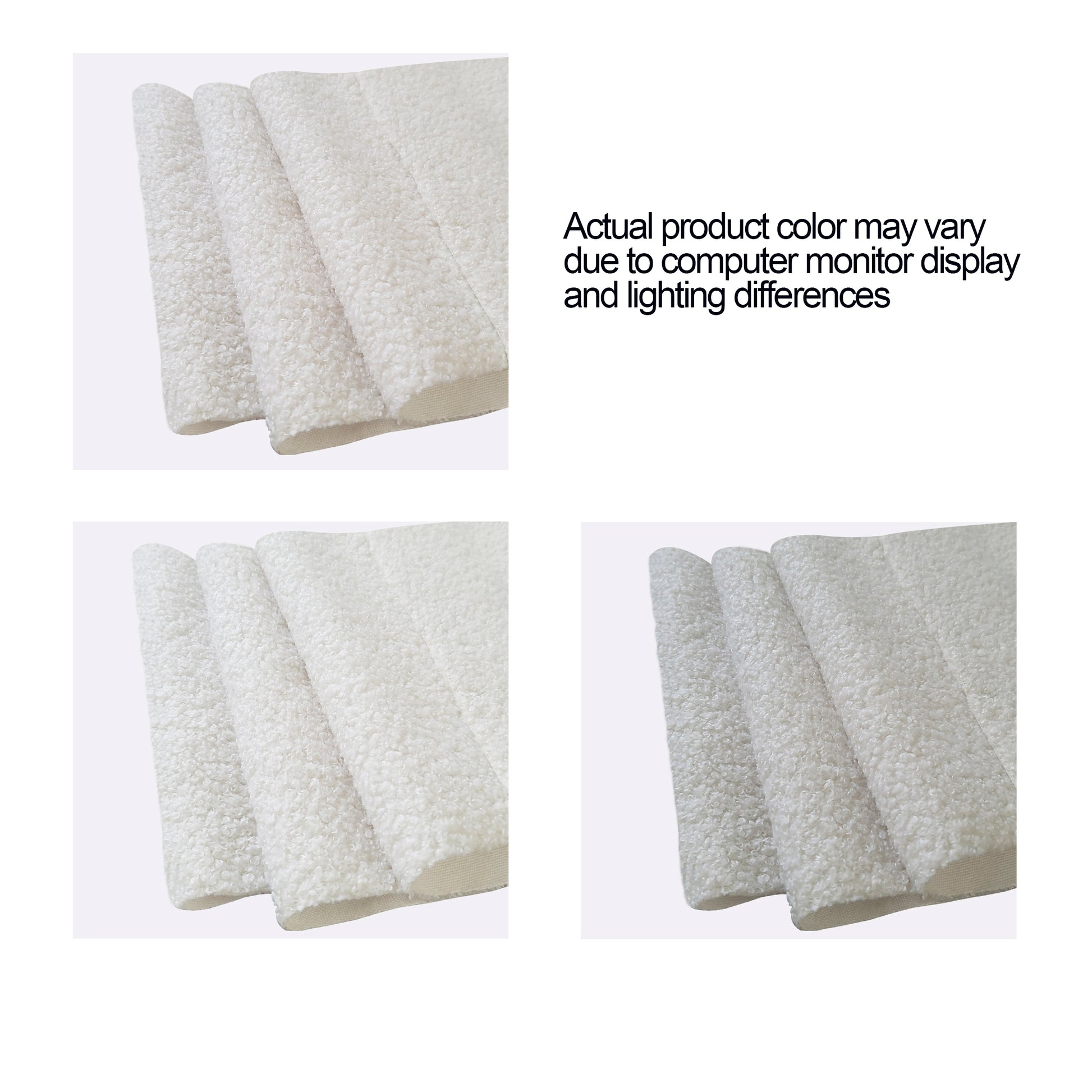Closeup of plush cream sherpa fabric folded neatly