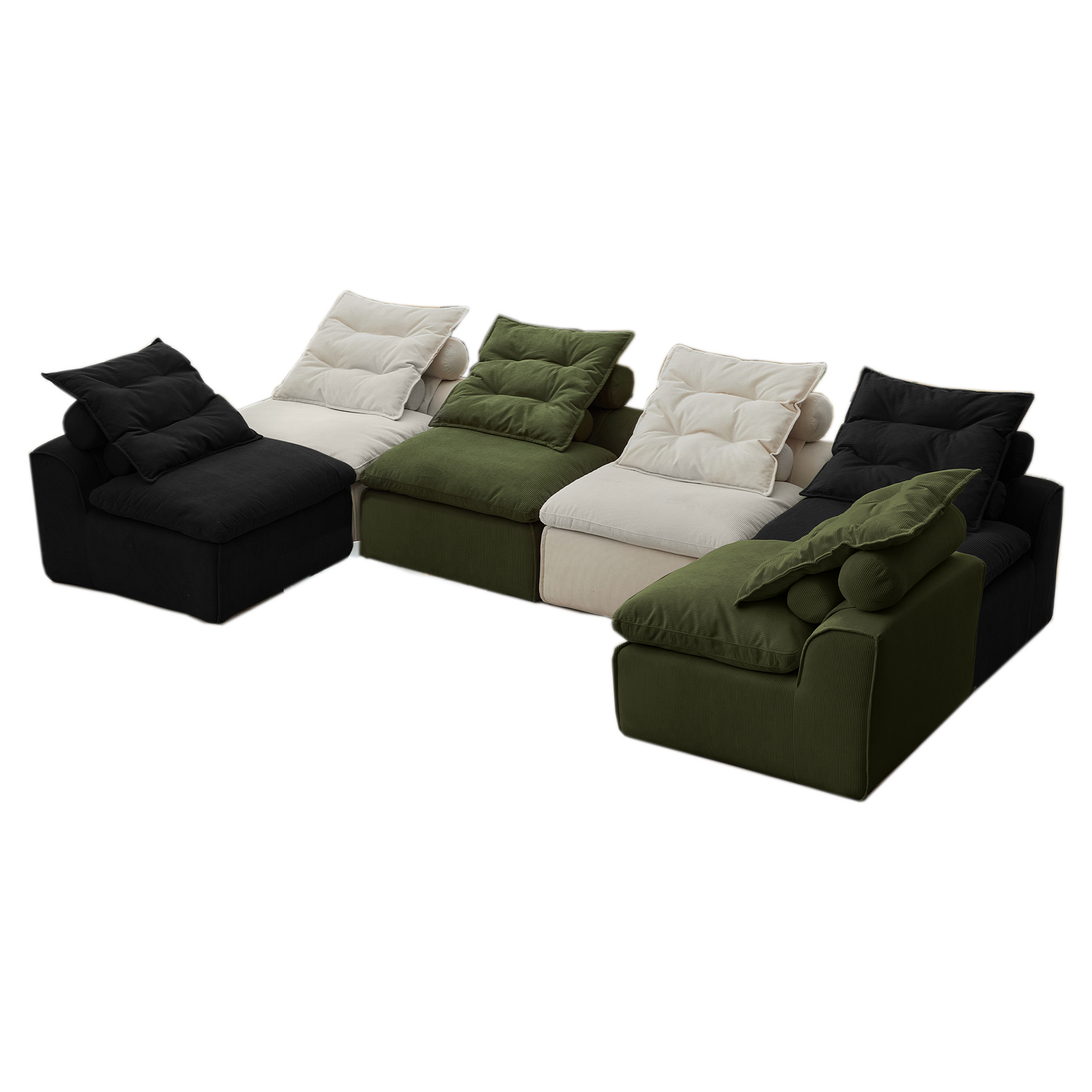 Black modular sofa with plush cushions perfect for modern living room seating