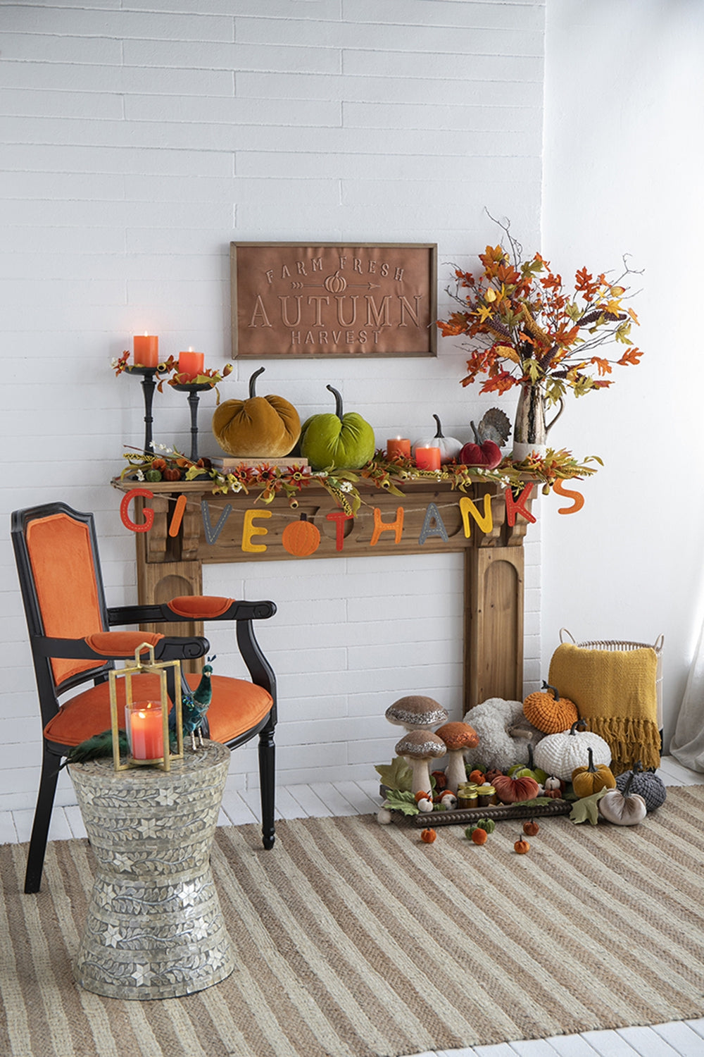 Velvet pumpkins in gold and green perfect for fall decor