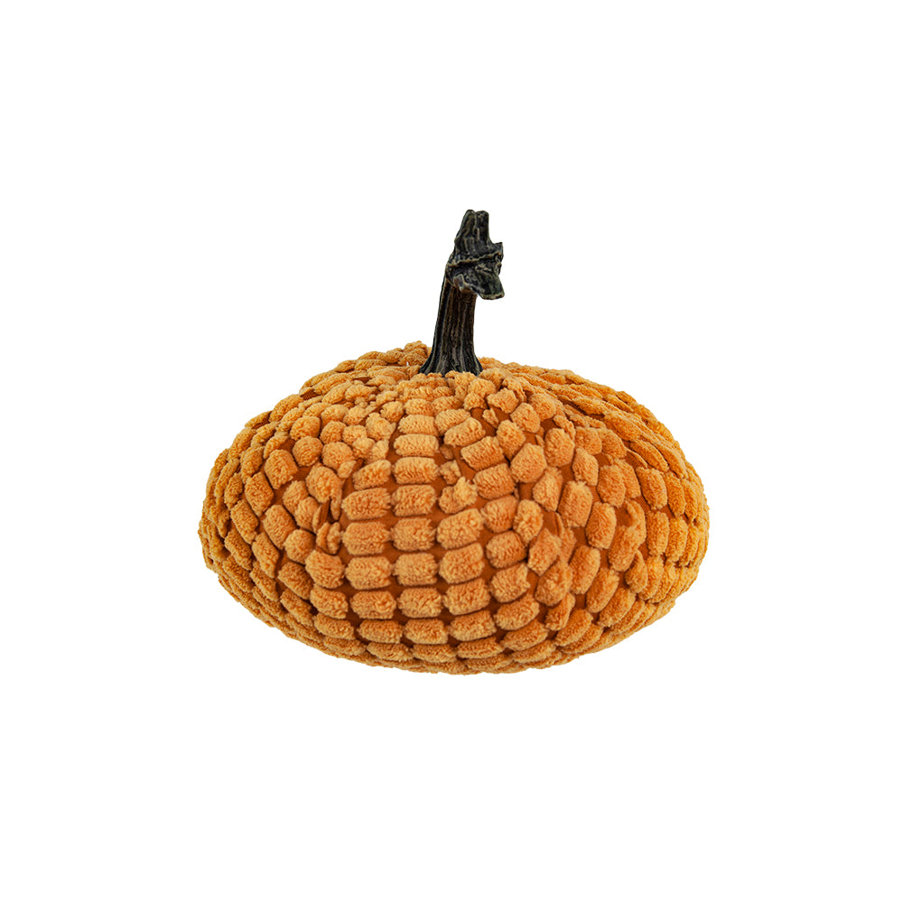 Textured orange pumpkin with a dark stem perfect for fall decor