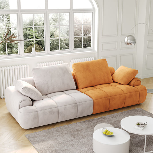 Contemporary modular sofa with white and orange upholstery